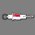 4mm Clip & Key Ring W/ Full Color Flag of Singapore Key Tag